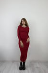 Kadın Bisiklet Yaka Uzun Kollu Maxi Boy Düz Kırmızı Elbise-Elbise-Tf The Fancy For You-1430yenielbise-6-Kadın Bisiklet Yaka Uzun Kollu Maxi Boy Düz Kırmızı Elbise