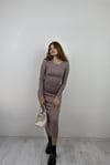 Kadın Bisiklet Yaka Uzun Kollu Maxi Boy Düz Gül Kurusu Elbise-Elbise-Tf The Fancy For You-1430yenielbise-3-Bisiklet Yaka Uzun Kollu Maxi Boy Düz Gül Kurusu Elbise