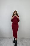 Kadın Bisiklet Yaka Uzun Kollu Maxi Boy Düz Kırmızı Elbise-Elbise-Tf The Fancy For You-1430yenielbise-6-Kadın Bisiklet Yaka Uzun Kollu Maxi Boy Düz Kırmızı Elbise