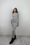 Kadın Bisiklet Yaka Uzun Kollu Maxi Boy Düz Gri Elbise-Elbise-Tf The Fancy For You-1430yenielbise-2-Bisiklet Yaka Uzun Kollu Maxi Boy Düz Gri Elbise