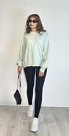 Kadın Bisiklet Yaka Uzun Kollu Yıldız Nakış Detaylı Turkuaz Sweatshirt -Sweatshirt-Tf The Fancy For You-yıldızsweat-Kadın Bisiklet Yaka Uzun Kollu Yıldız Nakış Detaylı Turkuaz Sweatshirt 
