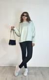 Kadın Bisiklet Yaka Uzun Kollu Yıldız Nakış Detaylı Turkuaz Sweatshirt -Sweatshirt-Tf The Fancy For You-yıldızsweat-Kadın Bisiklet Yaka Uzun Kollu Yıldız Nakış Detaylı Turkuaz Sweatshirt 