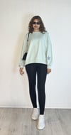 Kadın Bisiklet Yaka Uzun Kollu Yıldız Nakış Detaylı Turkuaz Sweatshirt -Sweatshirt-Tf The Fancy For You-yıldızsweat-Kadın Bisiklet Yaka Uzun Kollu Yıldız Nakış Detaylı Turkuaz Sweatshirt 