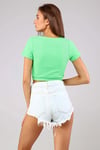 Kadın Bisiklet Yaka Vücuda Oturan Fitilli Esnek Yeşil Crop Top Tişört-T-shirt-Tf The Fancy For You-cropkskrse-3-Kadın Bisiklet Yaka Vücuda Oturan Fitilli Esnek Yeşil Crop Top Tişört