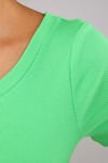 Kadın Bisiklet Yaka Vücuda Oturan Fitilli Esnek Yeşil Crop Top Tişört-T-shirt-Tf The Fancy For You-cropkskrse-3-Kadın Bisiklet Yaka Vücuda Oturan Fitilli Esnek Yeşil Crop Top Tişört