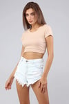 Kadın Bisiklet Yaka Vücuda Oturan Fitilli Esnek Bej Crop Top Tişört-T-shirt-Tf The Fancy For You-cropkskrse-4-Kadın Bisiklet Yaka Vücuda Oturan Fitilli Esnek Bej Crop Top Tişört