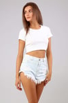 Kadın Bisiklet Yaka Vücuda Oturan Fitilli Esnek Beyaz Crop Top Tişört-T-shirt-Tf The Fancy For You-cropkskrse-5-Kadın Bisiklet Yaka Vücuda Oturan Fitilli Esnek Beyaz Crop Top Tişört