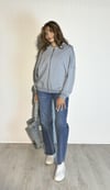 Kadın Bomber Yaka Fermuarlı Uzun Kol Oversize Sweatshirt - Gri-Sweatshirt-Tf The Fancy For You-9393swt3-2- Kadın Bomber Yaka İçi Şardonsuz Fermuarlı Oversize Fit Sweatshirt 