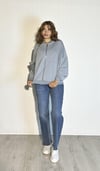 Kadın Bomber Yaka Fermuarlı Uzun Kol Oversize Sweatshirt - Gri-Sweatshirt-Tf The Fancy For You-9393swt3-2- Kadın Bomber Yaka İçi Şardonsuz Fermuarlı Oversize Fit Sweatshirt 