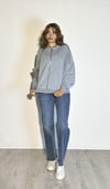 Kadın Bomber Yaka Fermuarlı Uzun Kol Oversize Sweatshirt - Gri-Sweatshirt-Tf The Fancy For You-9393swt3-2- Kadın Bomber Yaka İçi Şardonsuz Fermuarlı Oversize Fit Sweatshirt 