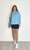 Kadın Bomber Yaka Fermuarlı Uzun Kol Oversize Sweatshirt - Mavi -Sweatshirt-Tf The Fancy For You-9393swt3- Kadın Bomber Yaka İçi Şardonsuz Fermuarlı Oversize Fit Sweatshirt 