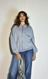 Kadın Bomber Yaka Fermuarlı Uzun Kol Oversize Sweatshirt - Gri-Sweatshirt-Tf The Fancy For You-9393swt3-2- Kadın Bomber Yaka İçi Şardonsuz Fermuarlı Oversize Fit Sweatshirt 