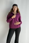 Kadın Dik Yaka Yarım Fermuarlı Pamuklu Cep Detaylı Oversize Mürdüm Sweatshirt-Sweatshirt-Tf The Fancy For You-8835-5-Kadın Dik Yaka Yarım Fermuarlı Pamuklu Cep Detaylı Oversize Mürdüm Sweatshirt