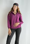 Kadın Dik Yaka Yarım Fermuarlı Pamuklu Cep Detaylı Oversize Mürdüm Sweatshirt-Sweatshirt-Tf The Fancy For You-8835-5-Kadın Dik Yaka Yarım Fermuarlı Pamuklu Cep Detaylı Oversize Mürdüm Sweatshirt