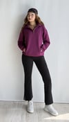 Kadın Dik Yaka Yarım Fermuarlı Pamuklu Cep Detaylı Oversize Mürdüm Sweatshirt-Sweatshirt-Tf The Fancy For You-8835-5-Kadın Dik Yaka Yarım Fermuarlı Pamuklu Cep Detaylı Oversize Mürdüm Sweatshirt