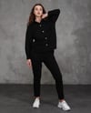 Kadın Düğme Detaylı Polarlı Kalın Uzun Kollu Gömlek - Siyah-GÖMLEK-Tf The Fancy For You-8100- Kadın %100 Pamuklu İçi Polarlı Kalın Gömlek