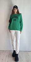 Kadın Geniş Yaka Baskılı Uzun Kol Oversize Bel Lastikli Yeşil-Beyaz Eşofman Takımı-Alt Üst Takım -Tf The Fancy For You-8032-2-Kadın Geniş Yaka Baskılı Uzun Kol Oversize Bel Lastikli Yeşil-Beyaz Eşofman Takımı