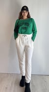 Kadın Geniş Yaka Baskılı Uzun Kol Oversize Bel Lastikli Yeşil-Beyaz Eşofman Takımı-Alt Üst Takım -Tf The Fancy For You-8032-2-Kadın Geniş Yaka Baskılı Uzun Kol Oversize Bel Lastikli Yeşil-Beyaz Eşofman Takımı