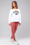 Kadın Geniş Yaka Baskılı Uzun Kol Oversize Bel Lastikli Nar Çiçeği Eşofman Takımı-Alt Üst Takım -Tf The Fancy For You-8032-1-Kadın Geniş Yaka Baskılı Uzun Kol Oversize Bel Lastikli Nar Çiçeği Eşofman Takımı