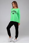 Kadın Geniş Yaka Baskılı Uzun Kol Oversize Bel Lastikli Neon Yeşil Eşofman Takımı-Alt Üst Takım -Tf The Fancy For You-8032-6-Kadın Geniş Yaka Baskılı Uzun Kol Oversize Bel Lastikli Neon Yeşil Eşofman Takımı