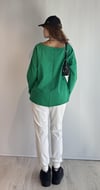 Kadın Geniş Yaka Baskılı Uzun Kol Oversize Bel Lastikli Yeşil-Beyaz Eşofman Takımı-Alt Üst Takım -Tf The Fancy For You-8032-2-Kadın Geniş Yaka Baskılı Uzun Kol Oversize Bel Lastikli Yeşil-Beyaz Eşofman Takımı