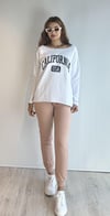 Kadın Geniş Yaka Baskılı Uzun Kol Oversize Bel Lastikli Beyaz-Kahverengi Eşofman Takımı-Alt Üst Takım -Tf The Fancy For You-8032-5-Kadın Geniş Yaka Baskılı Uzun Kol Oversize Bel Lastikli Beyaz-Kahverengi Eşofman Takımı
