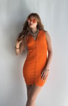 Kadın Gömlek Yaka Boydan Düğmeli Mini Turuncu Elbise -Elbise-Tf The Fancy For You-7803-4-Kadın Polo Yaka Göğüs Dekolteli Vücuda Oturan Fitilli Mini Elbise