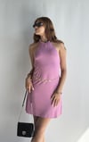 Kadın Halter Yaka Düz Lila Mini Elbise -Elbise-Tf The Fancy For You-1259-2-Kadın Halter Yaka Düz Lila Mini Elbise 