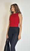 Kadın Halter Yaka Kolsuz Kırmızı Basic Crop Bluz-T-shirt-Tf The Fancy For You-1274-2-Kadın Halter Yaka Kolsuz Kırmızı Basic Crop Bluz