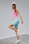 Kadın Halter Yaka Kolsuz Pembe Basic Crop Bluz-T-shirt-Tf The Fancy For You-1274-5-Kadın Halter Yaka Kolsuz Pembe Basic Crop Bluz