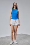 Kadın Halter Yaka Kolsuz Saks Mavisi Basic Crop Bluz-T-shirt-Tf The Fancy For You-1274-2-Kadın Halter Yaka Kolsuz Saks Mavisi Basic Crop Bluz