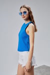 Kadın Halter Yaka Kolsuz Saks Mavisi Basic Crop Bluz-T-shirt-Tf The Fancy For You-1274-2-Kadın Halter Yaka Kolsuz Saks Mavisi Basic Crop Bluz