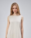 Kadın Halter Yaka Sıfır Kol Düz Oversize Midi Boy Krem Elbise-Elbise-Tf The Fancy For You-1028-2-Kadın Halter Yaka Sıfır Kol Düz Oversize Midi Boy Krem Elbise