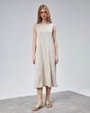 Kadın Halter Yaka Sıfır Kol Düz Oversize Midi Boy Krem Elbise-Elbise-Tf The Fancy For You-1028-2-Kadın Halter Yaka Sıfır Kol Düz Oversize Midi Boy Krem Elbise