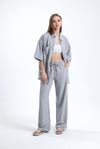 Kadın İkili Keten Gömlek Pantolon Alt Üst Takım-İkili Takım-Tf The Fancy For You-8736-