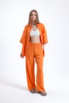 Kadın İkili Keten Gömlek Pantolon Alt Üst Takım-İkili Takım-Tf The Fancy For You-8736-