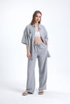 Kadın İkili Keten Gömlek Pantolon Alt Üst Takım-İkili Takım-Tf The Fancy For You-8736-