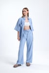 Kadın İkili Keten Gömlek Pantolon Alt Üst Takım-İkili Takım-Tf The Fancy For You-8736-