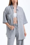 Kadın İkili Keten Gömlek Pantolon Alt Üst Takım-İkili Takım-Tf The Fancy For You-8736-