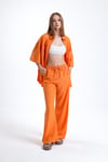 Kadın İkili Keten Gömlek Pantolon Alt Üst Takım-İkili Takım-Tf The Fancy For You-8736-
