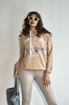 Kadın Kapüşonlu Baskı Detaylı Uzun Kol Oversize Bej Sweatshirt-Sweatshirt-Tf The Fancy For You-9065-3-Kadın Kapüşonlu Baskı Detaylı Uzun Kol Oversize Bej Sweatshirt
