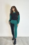 Kadın Kapüşonlu Kanguru Cepli Baskı Detaylı Uzun Kollu Oversize Bel Lastikli Siyah Eşofman Takımı-Alt Üst Takım -Tf The Fancy For You-8165-2-Kadın Kapüşonlu Kanguru Cepli Baskı Detaylı Uzun Kollu Oversize Bel Lastikli Siyah Eşofman Takımı