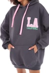 Kadın Kapüşonlu Kanguru Cepli Baskı Detaylı Uzun Kol Oversize Füme Sweatshirt-Sweatshirt-Tf The Fancy For You-8906-2-Kadın Kapüşonlu Kanguru Cepli Baskı Detaylı Uzun Kol Oversize Füme Sweatshirt