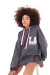 Kadın Kapüşonlu Kanguru Cepli Baskı Detaylı Uzun Kol Oversize Füme Sweatshirt-Sweatshirt-Tf The Fancy For You-8906-2-Kadın Kapüşonlu Kanguru Cepli Baskı Detaylı Uzun Kol Oversize Füme Sweatshirt