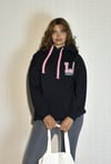 Kadın Kapüşonlu Kanguru Cepli Baskı Detaylı Uzun Kol Oversize Siyah Sweatshirt-Sweatshirt-Tf The Fancy For You-8906-1-Kadın Kapüşonlu Kanguru Cepli Baskı Detaylı Uzun Kol Oversize Siyah Sweatshirt