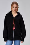 Kadın Kapüşonlu Kanguru Cepli Fermuar Detaylı Uzun Kol Oversize Hırka Sweatshirt -HOODIE-Tf The Fancy For You-9954- Kadın Kanguru Cepli Kapüşonlu Hırka 