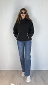 Kadın Kapüşonlu Kanguru Cepli Nakış Baskı Detaylı Uzun Kol Oversize Siyah Sweatshirt-Sweatshirt-Tf The Fancy For You-9032-1-Kadın Kapüşonlu Kanguru Cepli Nakış Baskı Detaylı Uzun Kol Oversize Siyah Sweatshirt