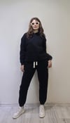 Kadın Kapüşonlu Uzun Kollu Oversize Bel Lastikli Siyah Eşofman Takım-Alt Üst Takım -Tf The Fancy For You-takım-Kadın Kapüşonlu Uzun Kollu Oversize Bel Lastikli Bordo Eşofman Takım