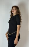 Kadın Kayık Yaka Yarım Kol Fitilli Siyah Bluz-T-shirt-Tf The Fancy For You-9534-1-Kadın Kayık Yaka Yarım Kol Fitilli Siyah Bluz
