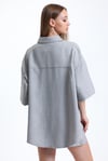 Kadın Keten Kumaş Truvakar Kol Oversize Basic Gömlek Şort Gri İkili Takım-Alt Üst Takım -Tf The Fancy For You-8774-3-Kadın Keten Kumaş Truvakar Kol Oversize Basic Gömlek Şort Gri İkili Takım